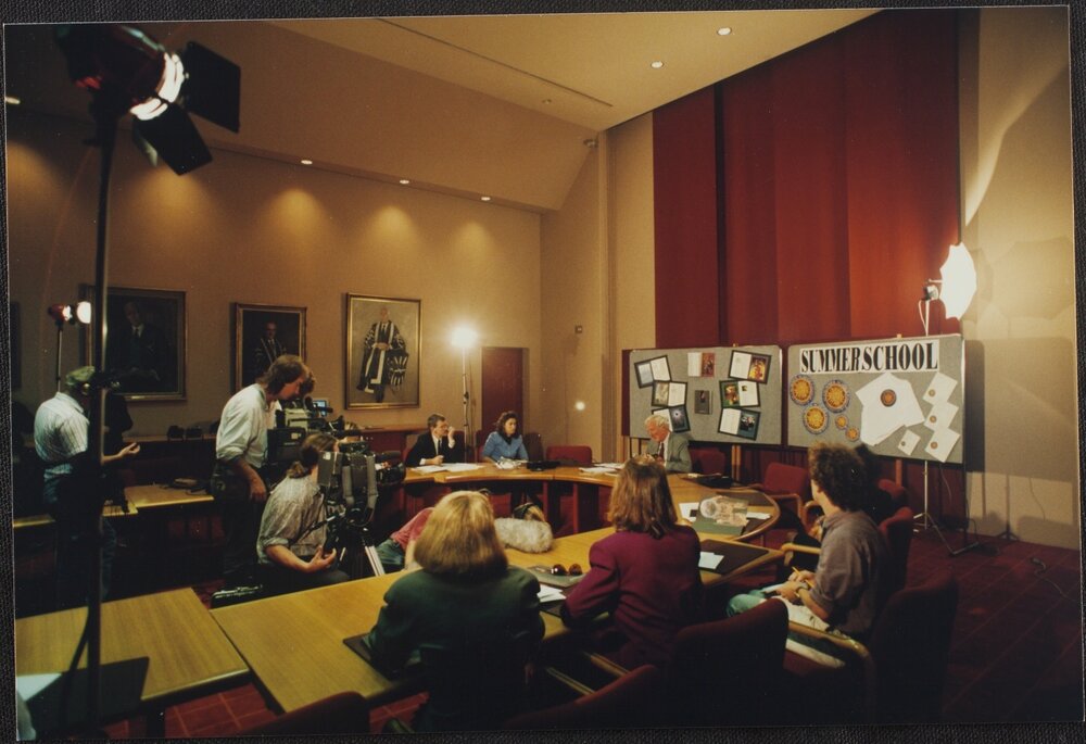 Summer School - media launch [?] with Vice Chancellor David Penington