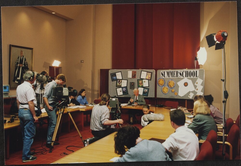 Summer School - media launch [?] with Vice Chancellor David Penington
