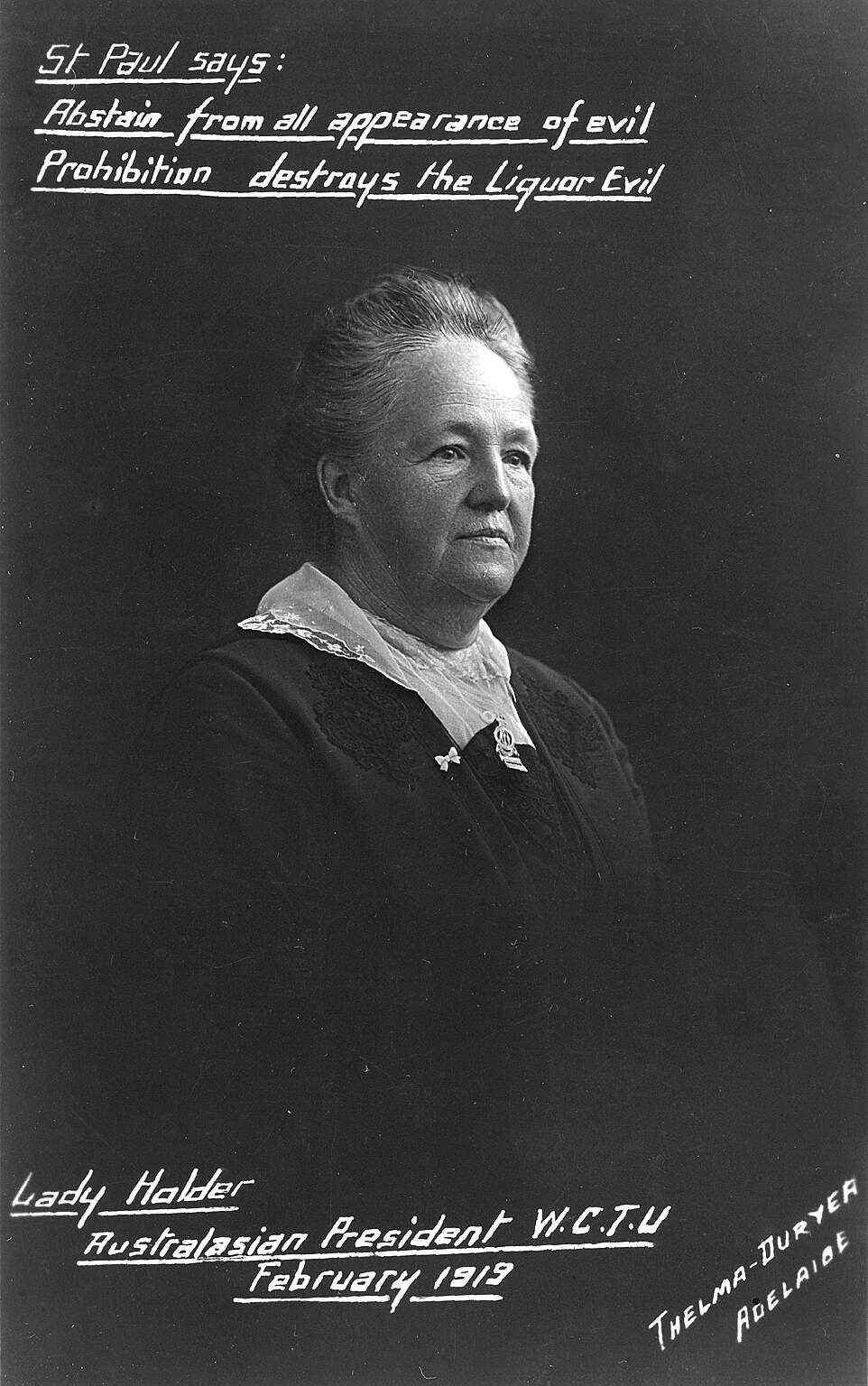 Lady Holder Australasian President WCTU 1919