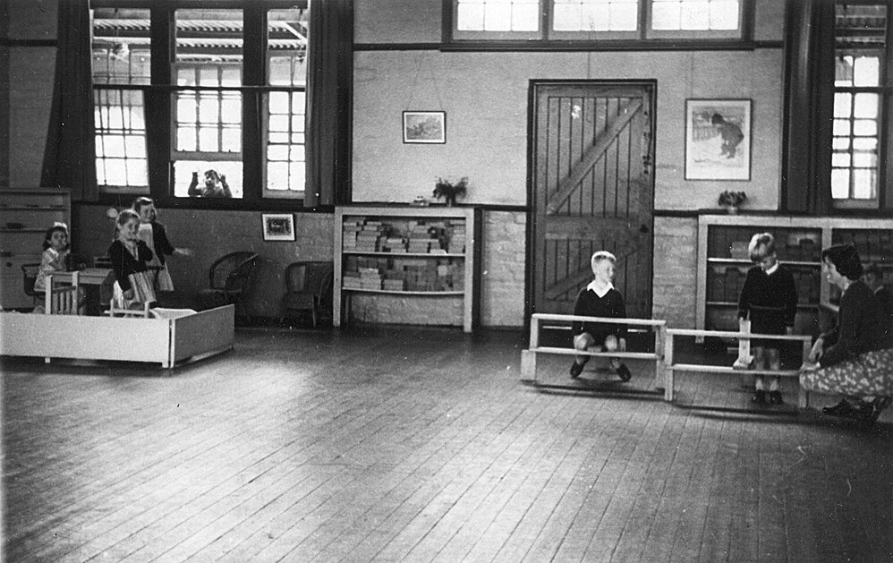 Interior view of children with teacher