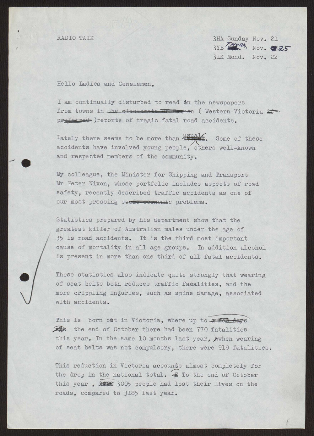 Road accidents, wheat market