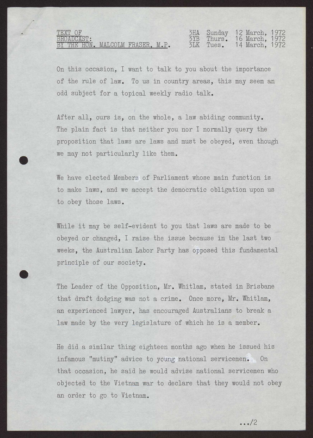 Rule of law, conscription, television reception