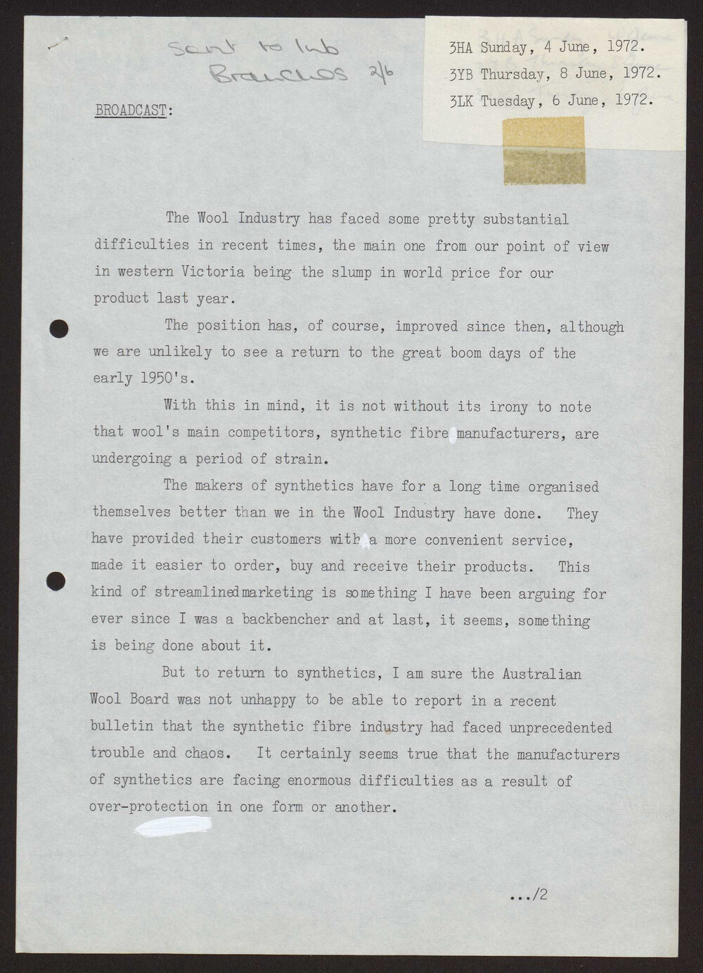 Wool industry, Shortland Affair