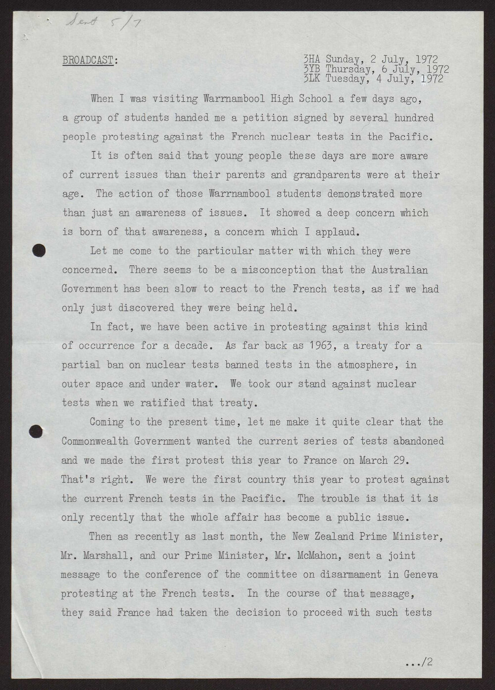 French nuclear testing in the Pacific, national health scheme