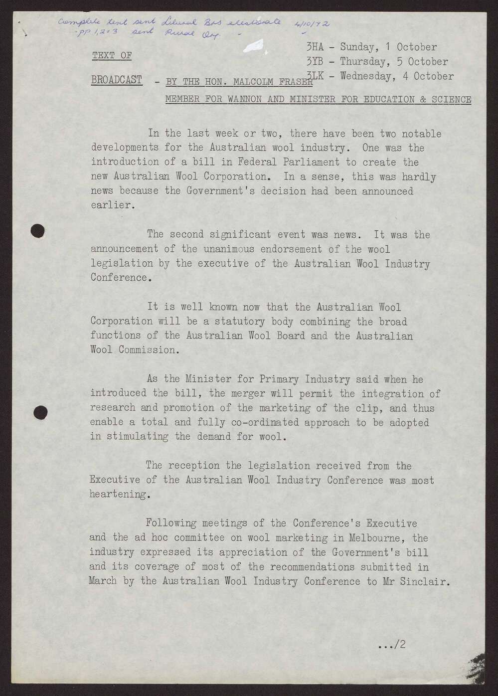 Wool industry, Australian Wool Corporation, trade with China