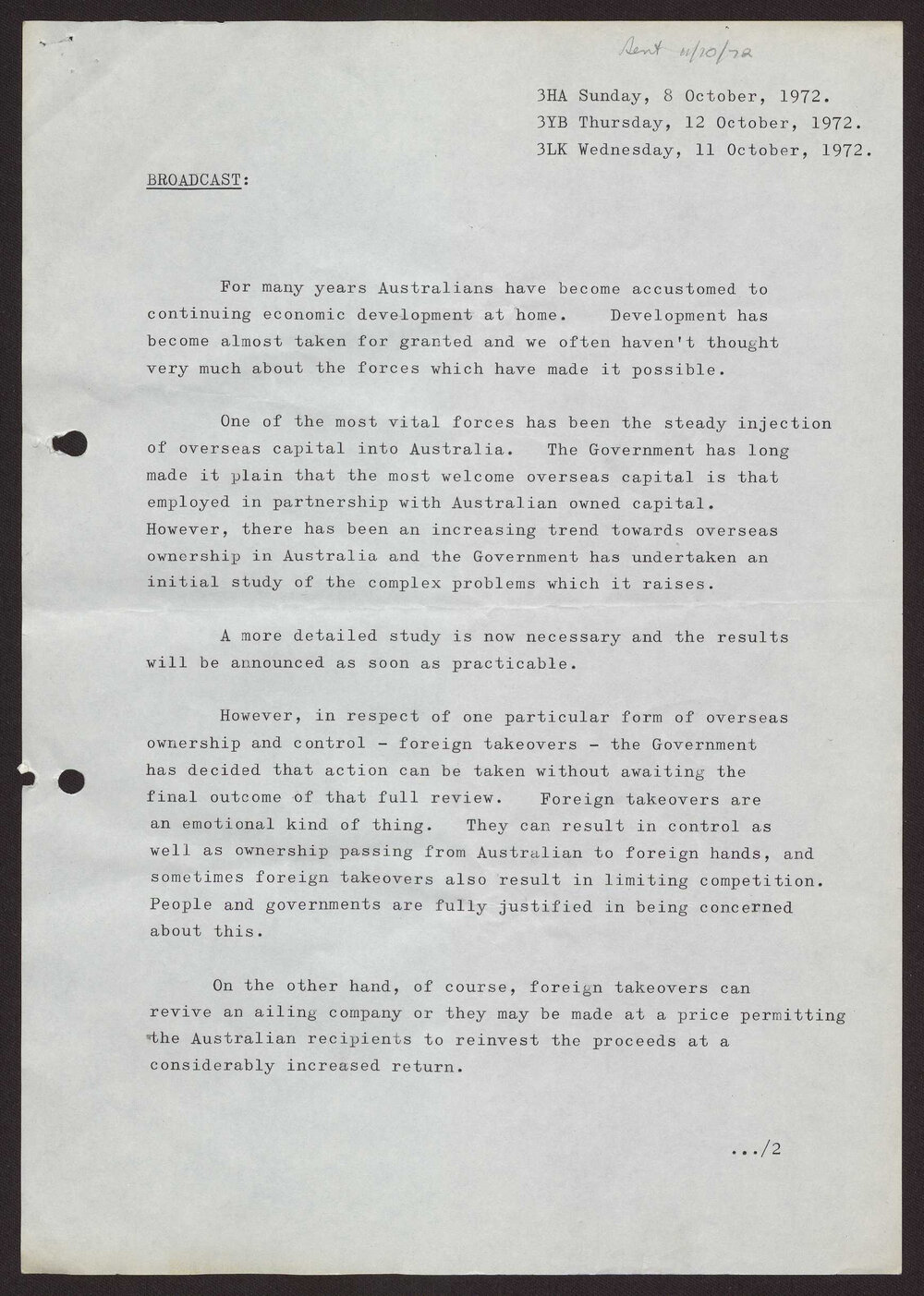 Overseas investment, price of wool