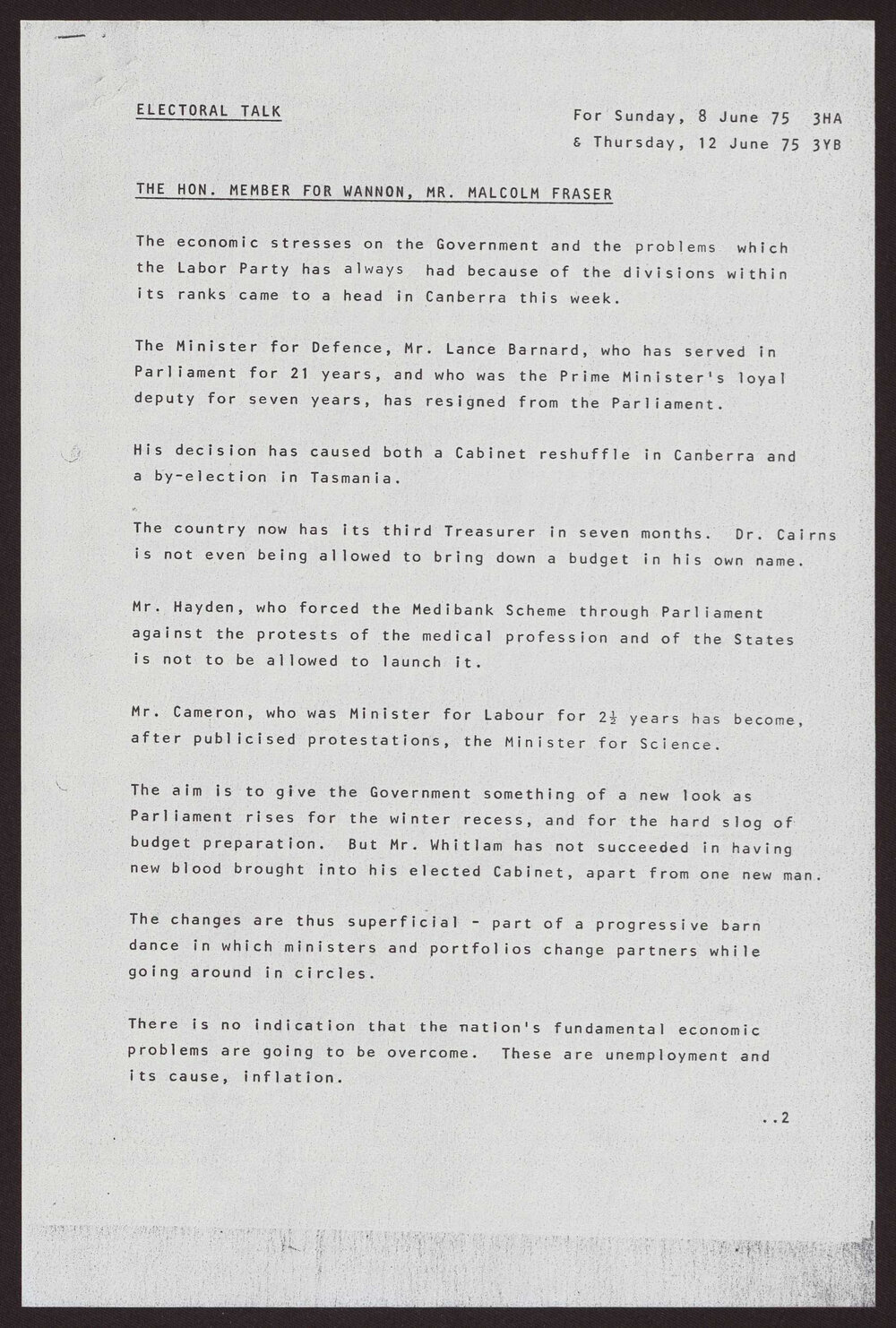 Bass by-election, Labor government