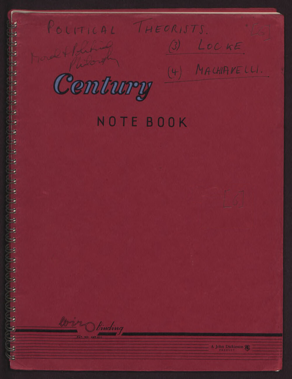 Oxford - Notebook - Political Theorists: (3) Locke, (4) Machiavelli