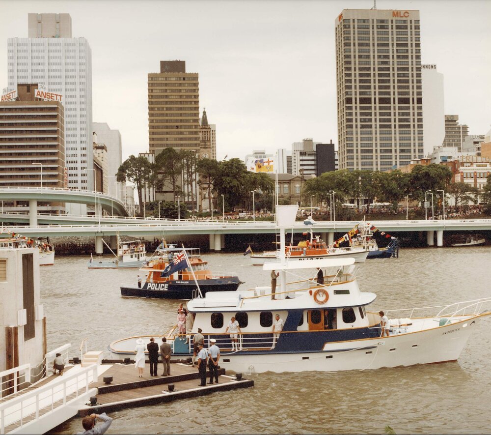 Queen Elizabeth II arriving in central Brisbane during her 1977 official visit to Australia.