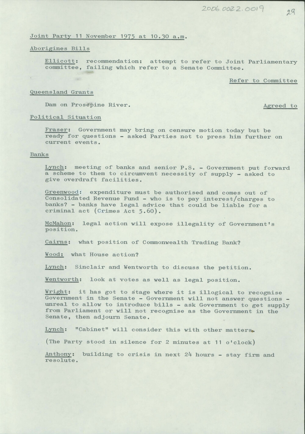 Joint Party 11 November 1975