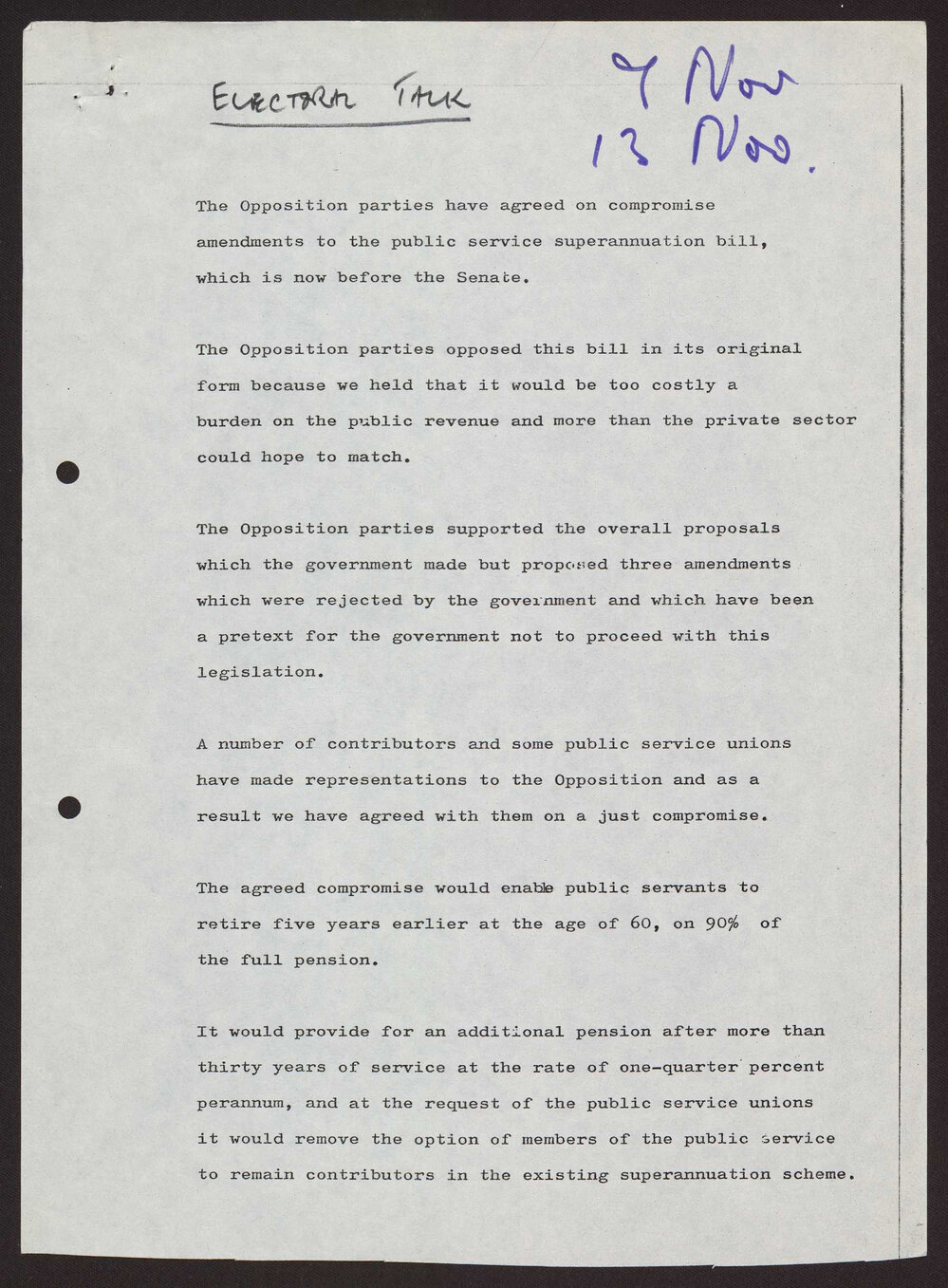 Public Service Superannuation Bill