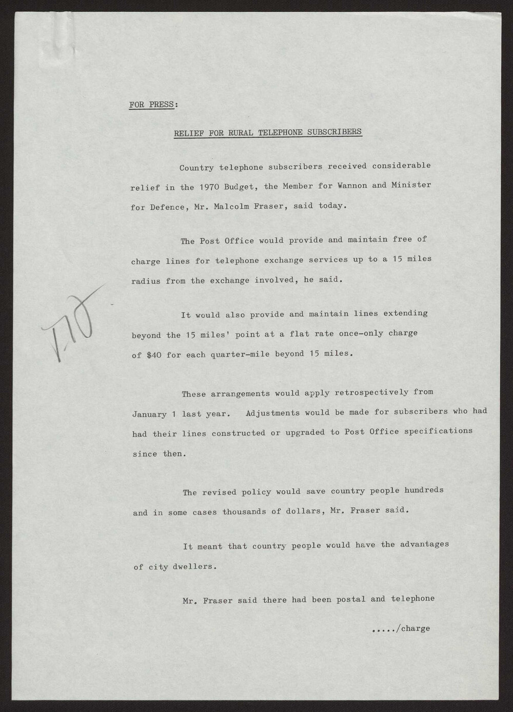 Relief for rural telephone subscribers