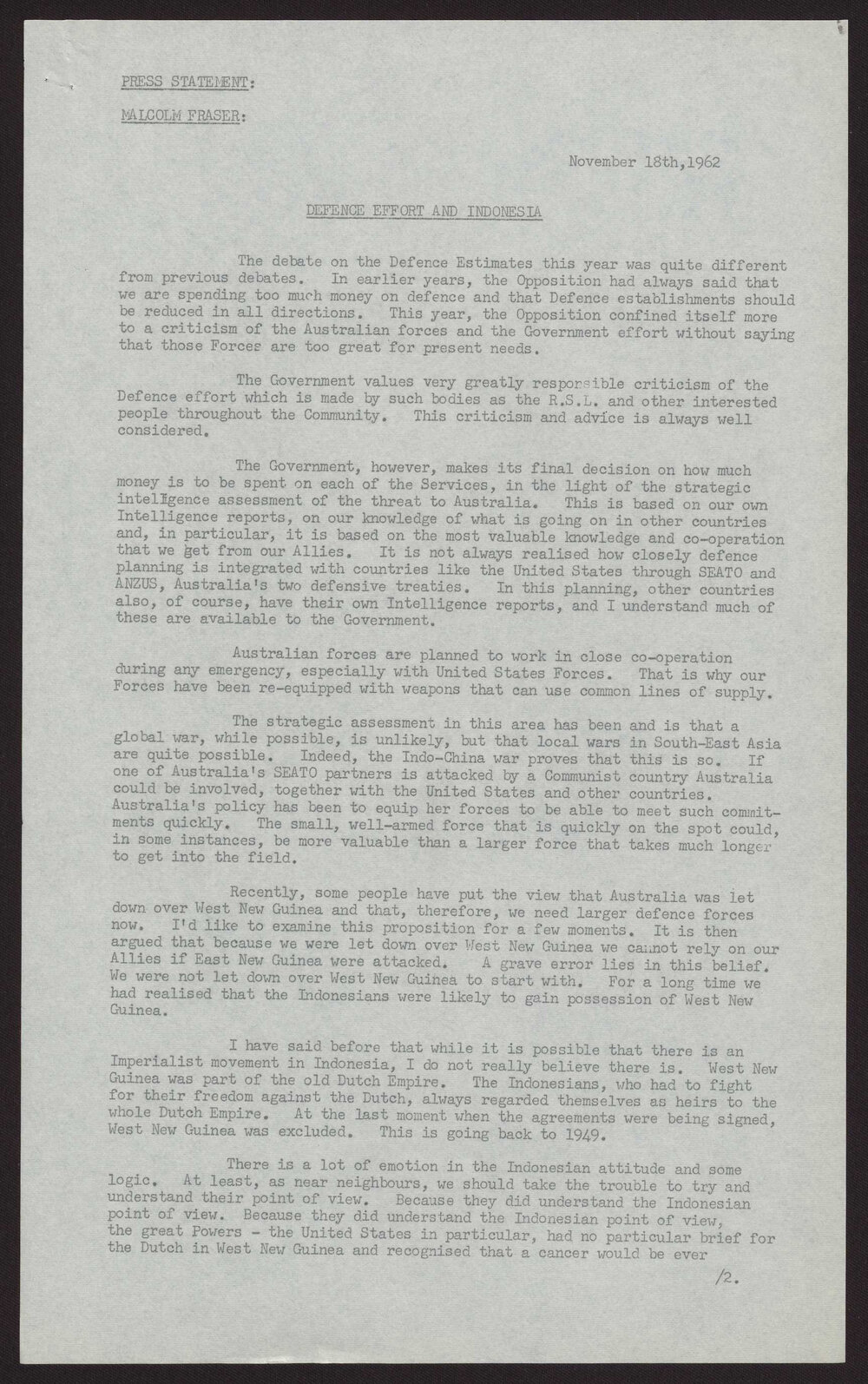 Defence effort and Indonesia