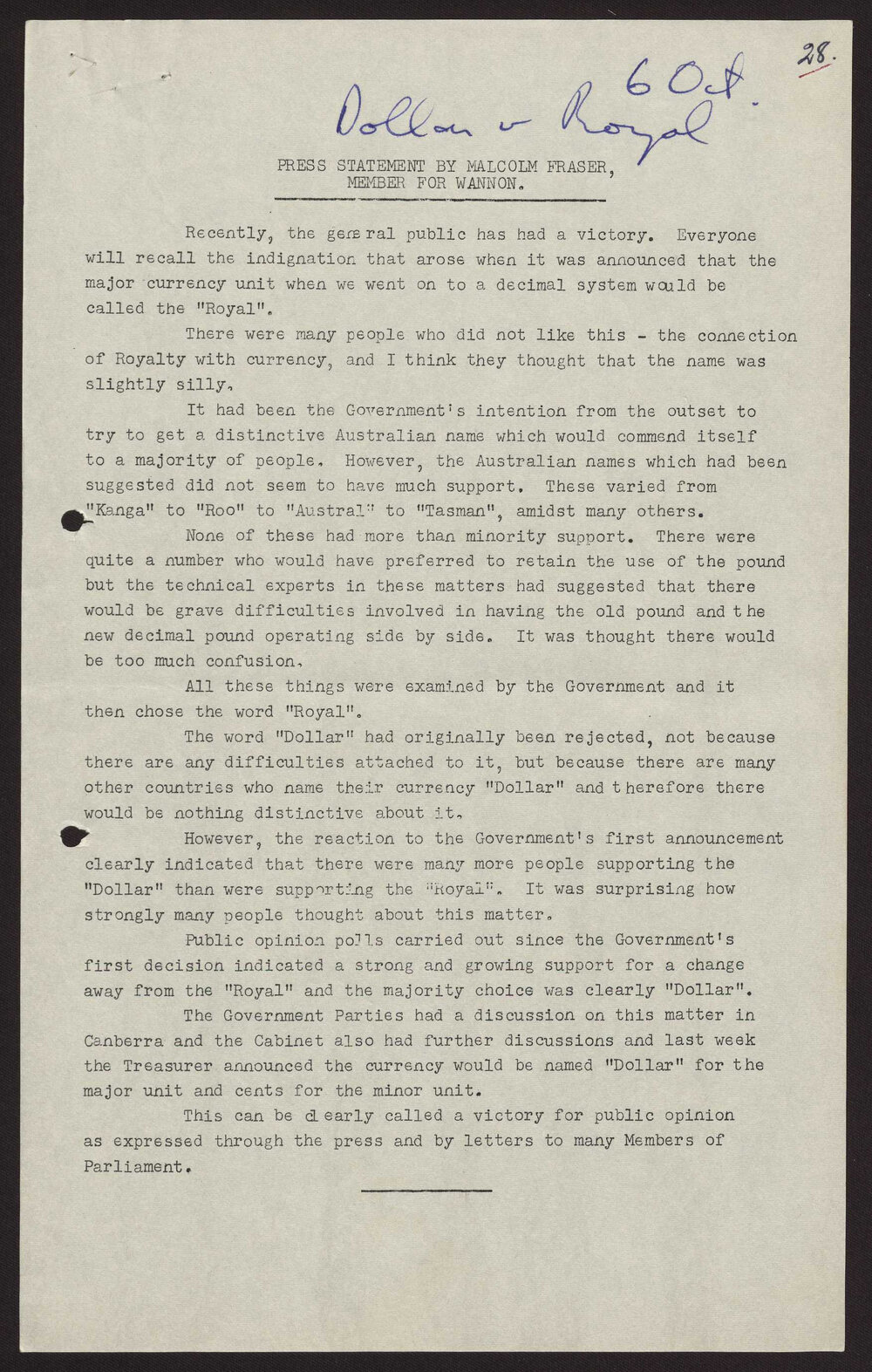 Dollar v Royal, Yirrkala people, Canberra lakes