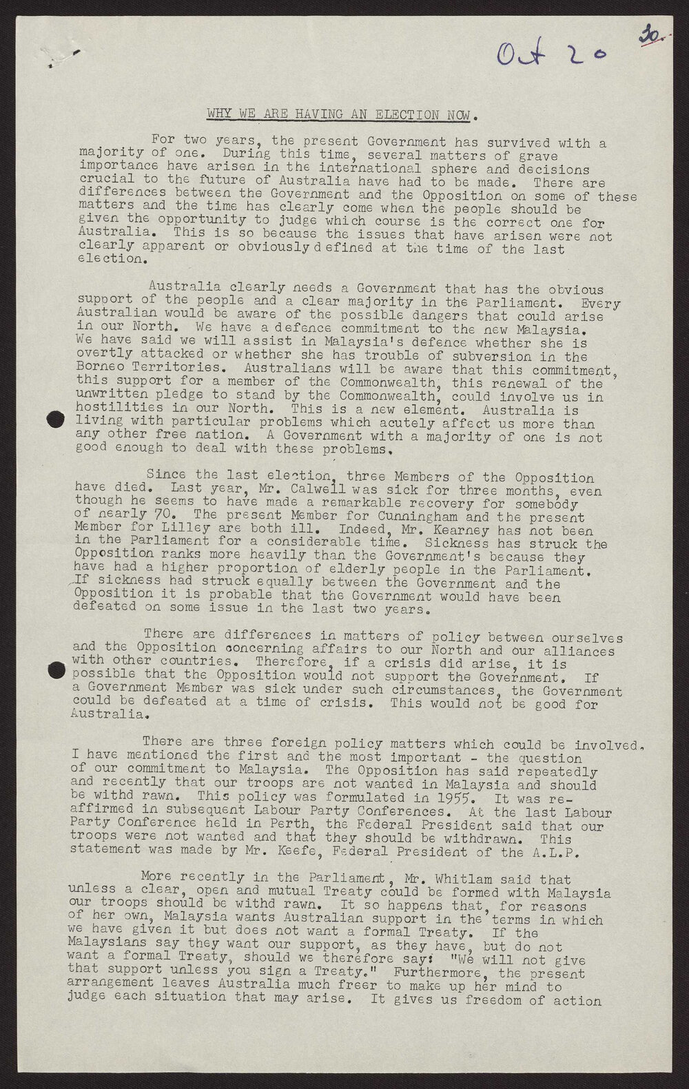 Why we are having an election now