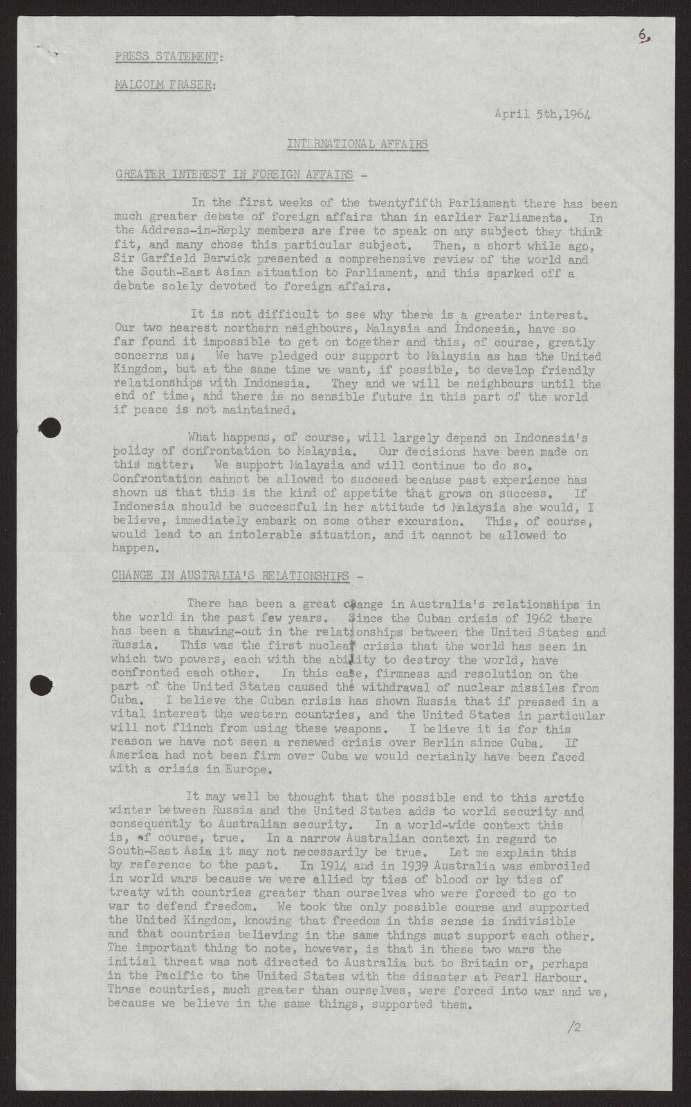 International affairs, South-East Asia and Communism