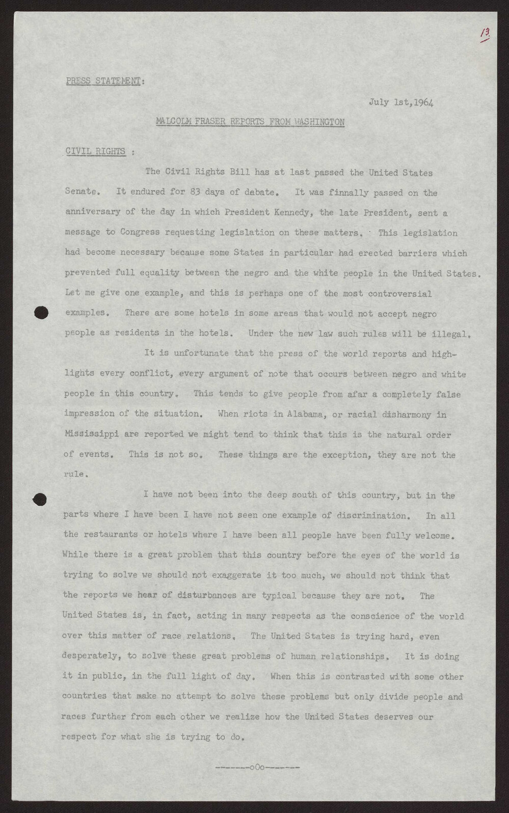 Reports from Washington, civil rights
