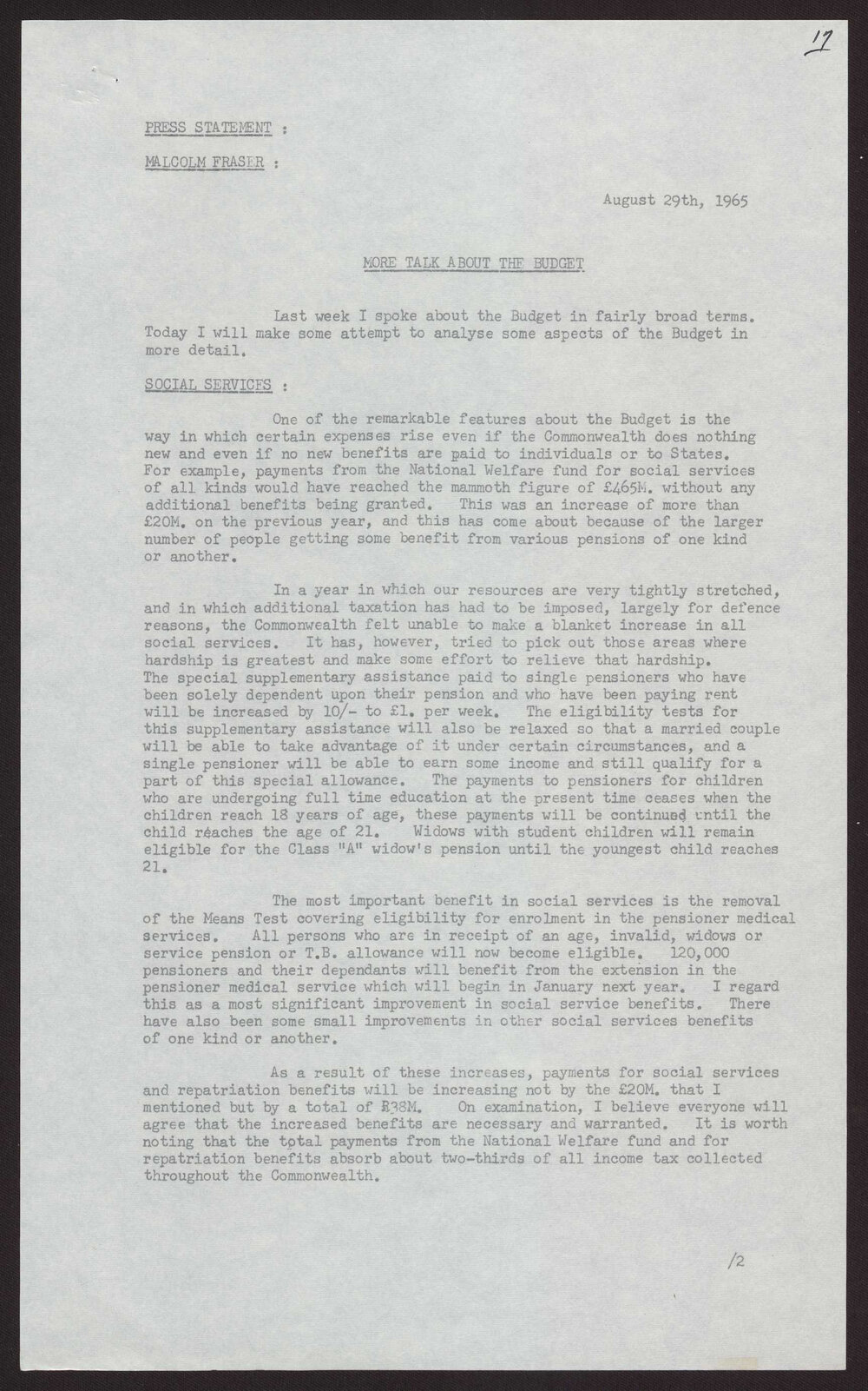 Social services, limited room to manoeuvre, a balanced budget