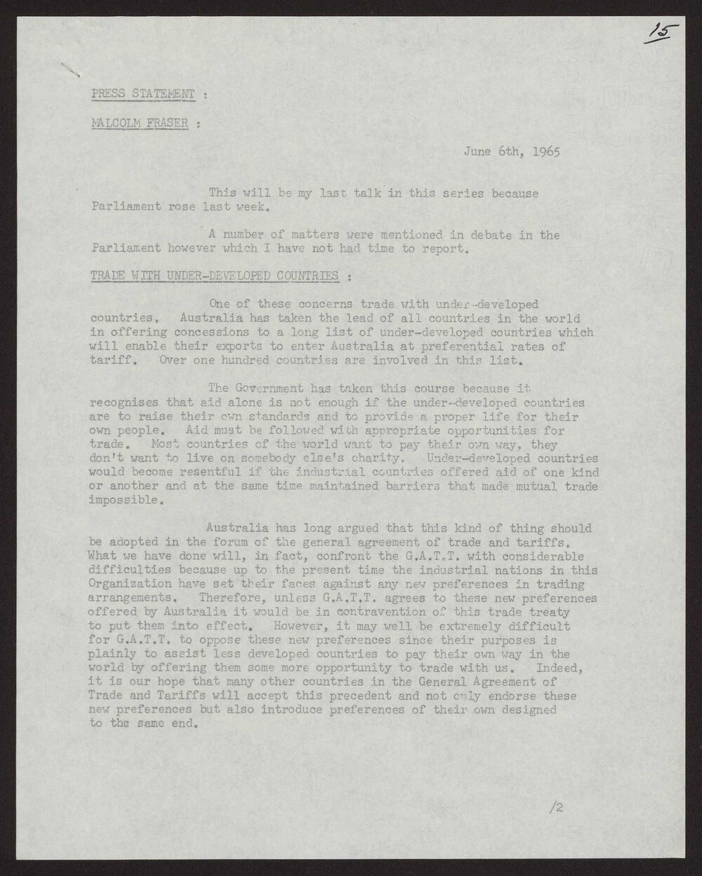 Trade with under-developed countries, Commonwealth assistance - education, Australian development