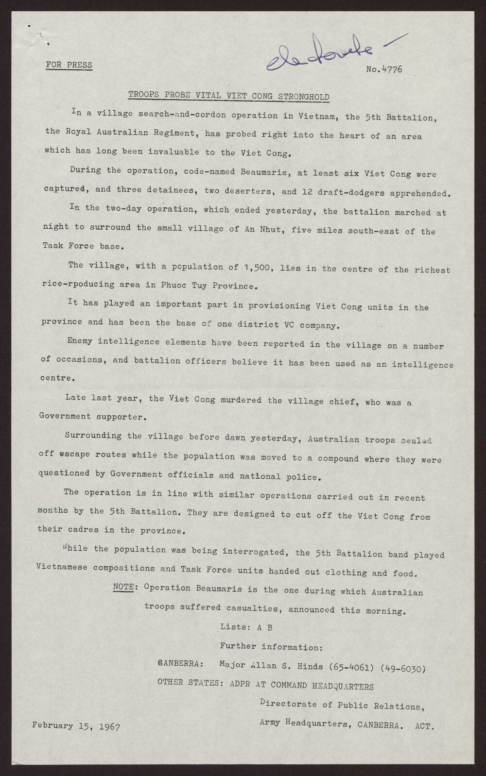 Troops probe vital Viet Cong stronghold