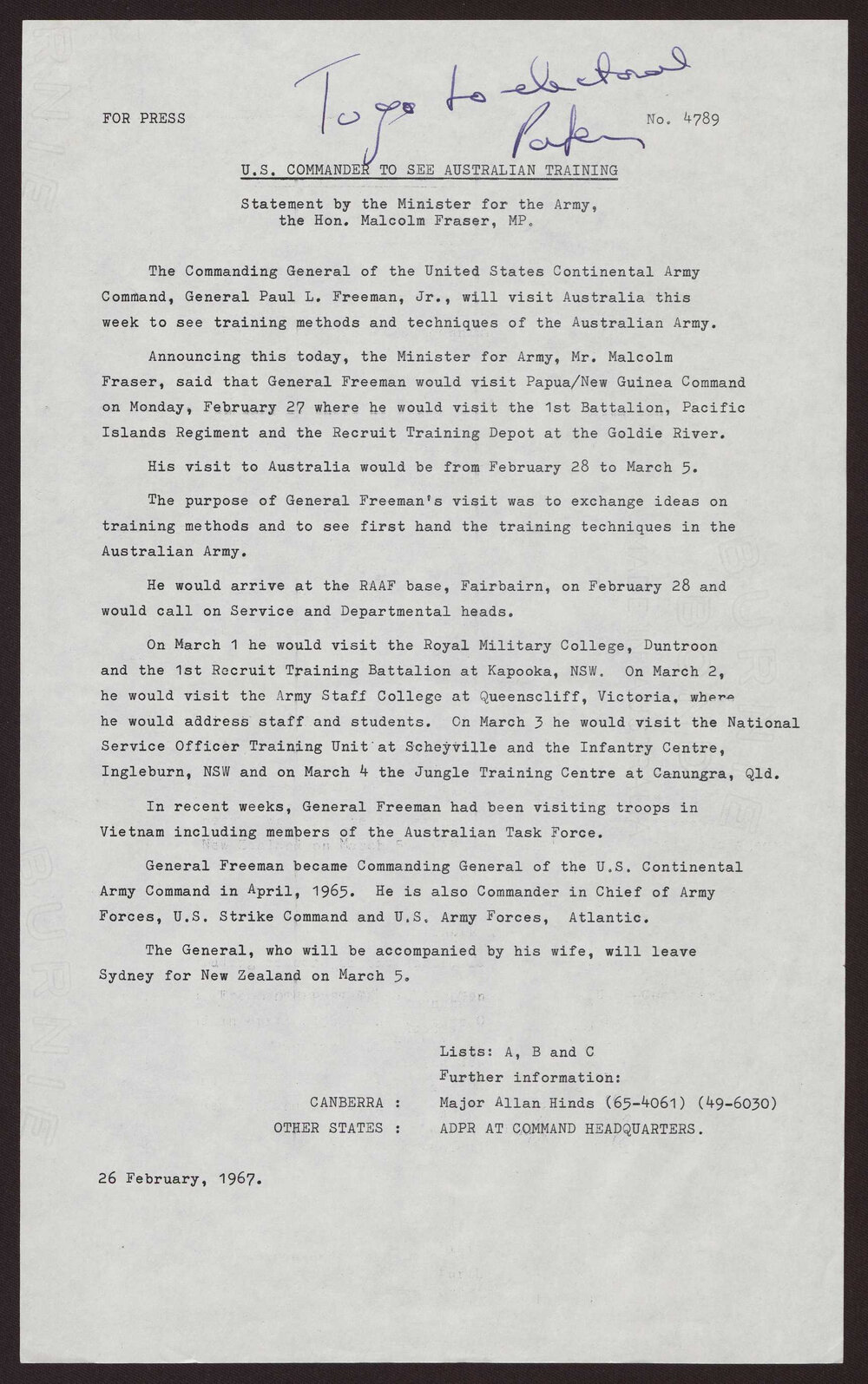 US commander to see Australian training