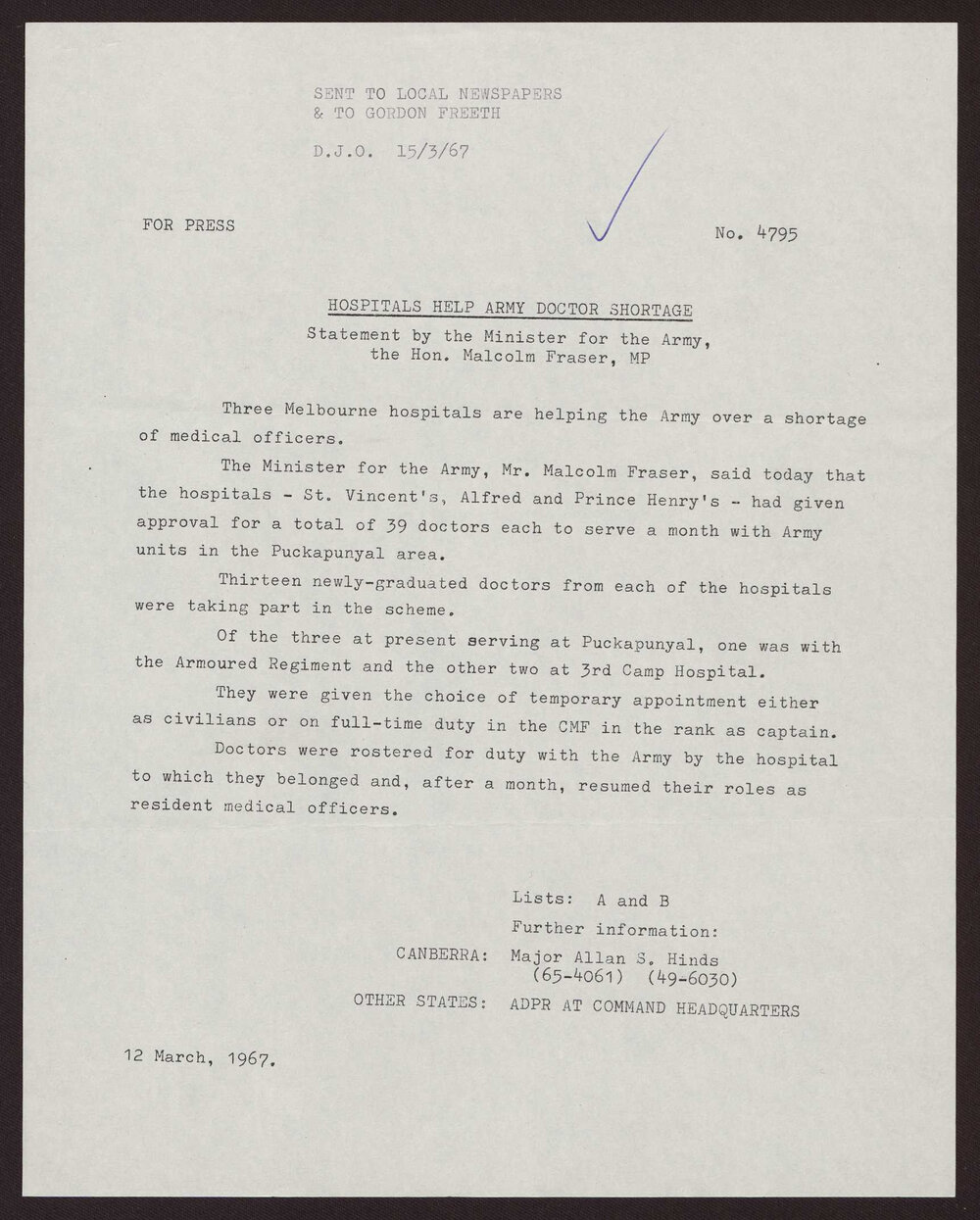 Hospitals help army doctor shortage