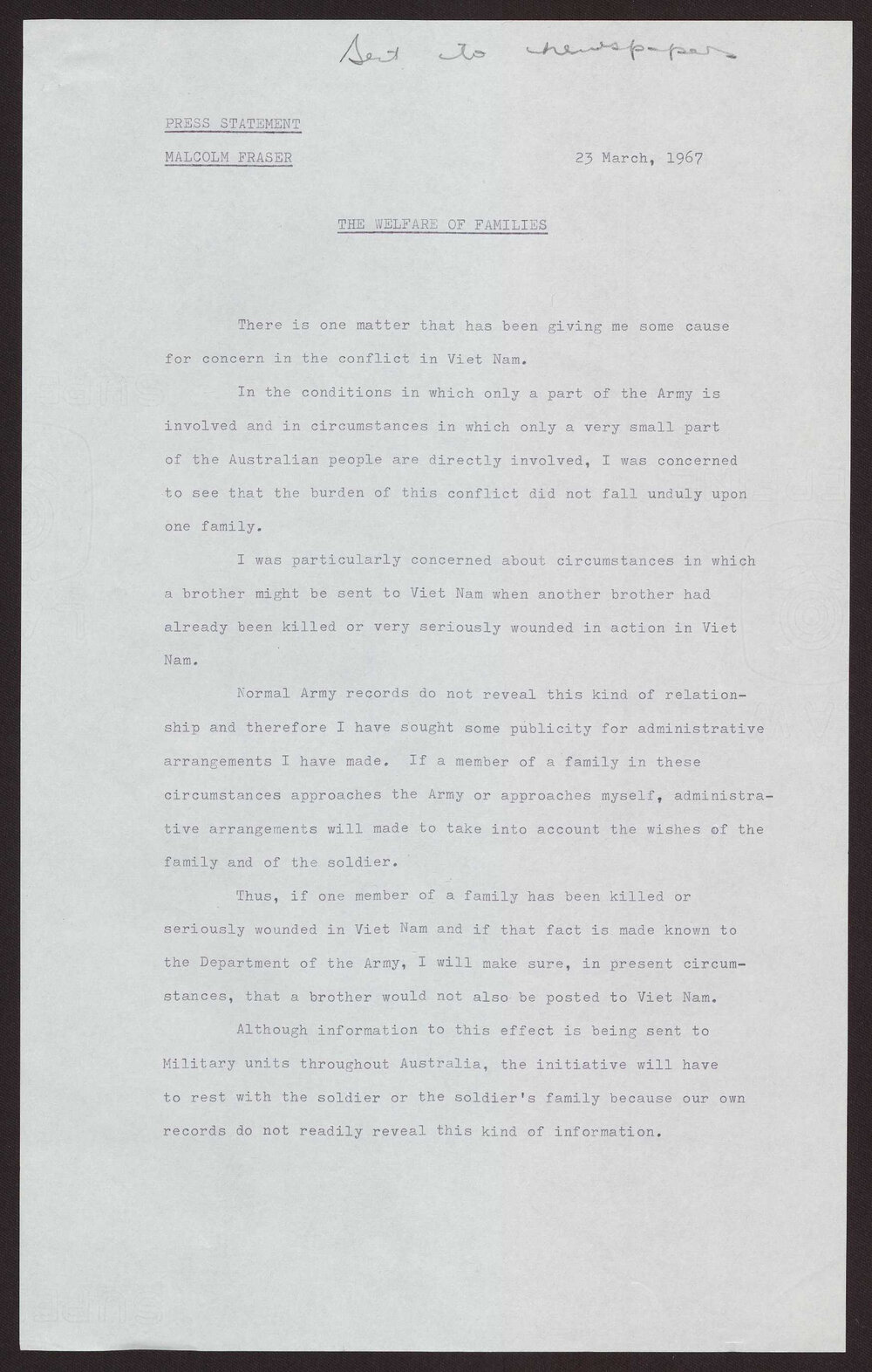 The welfare of families