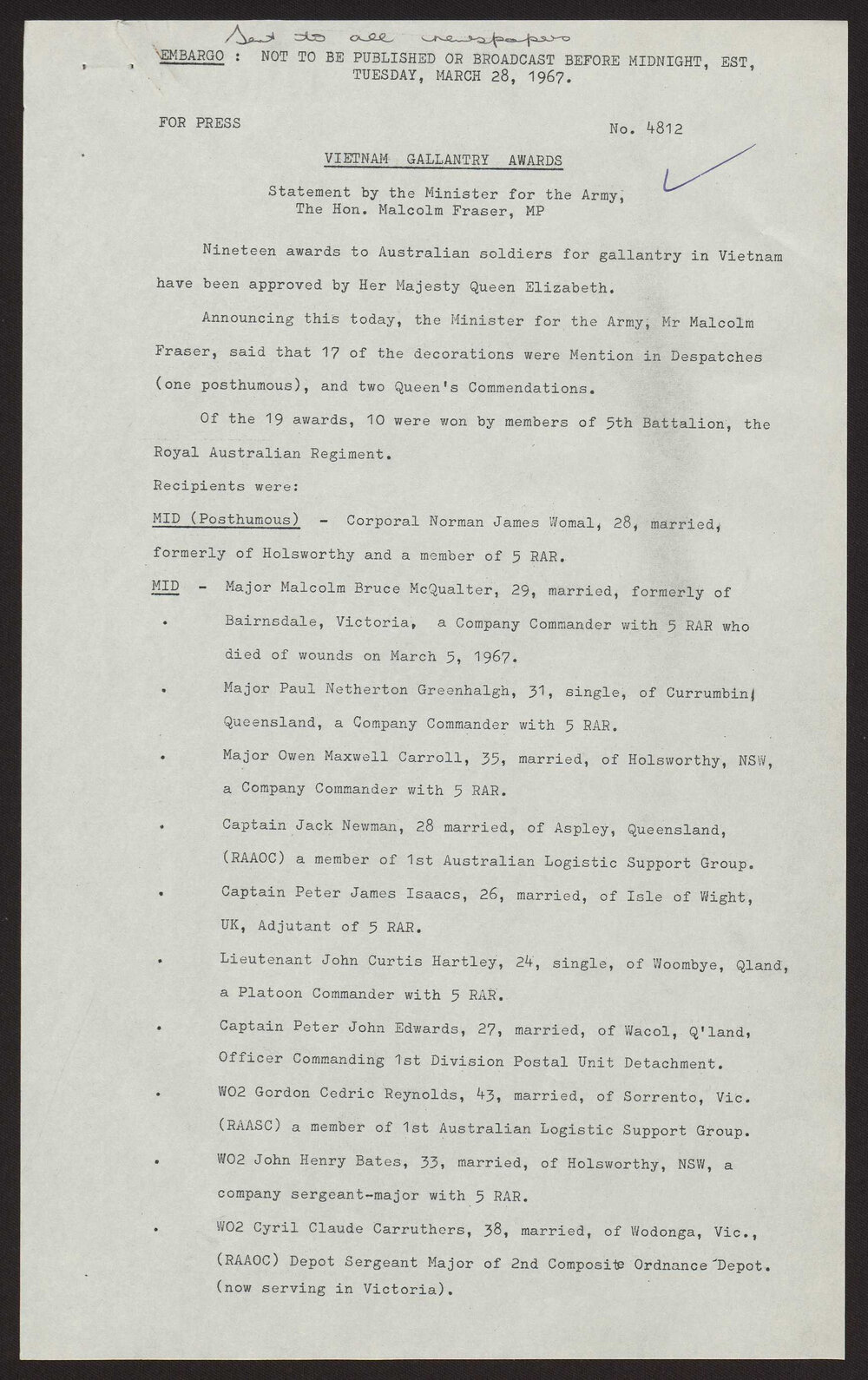 Vietnam gallantry awards