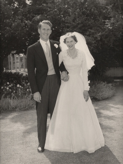 Malcolm Fraser and Tamara Beggs on their wedding day at Willaura on 9 December 1956.