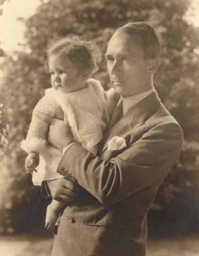 Malcolm Fraser as a baby with his father (John) Neville Fraser.