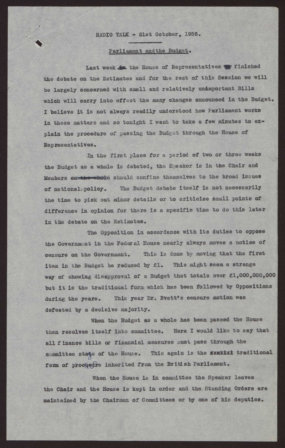 Parliament and the budget