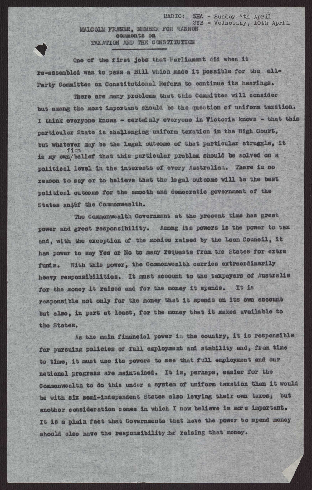 Taxation and the constitution