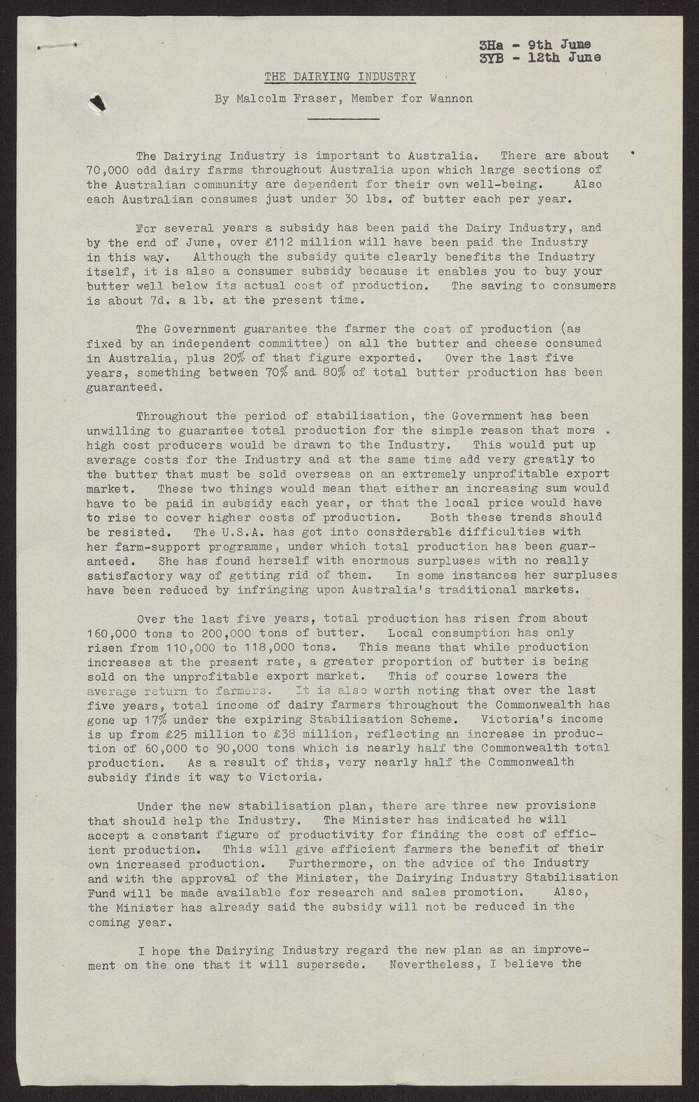 The dairying industry