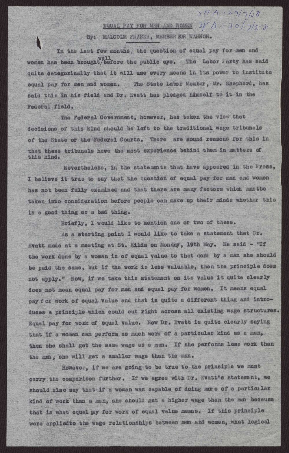 Equal pay for men and women