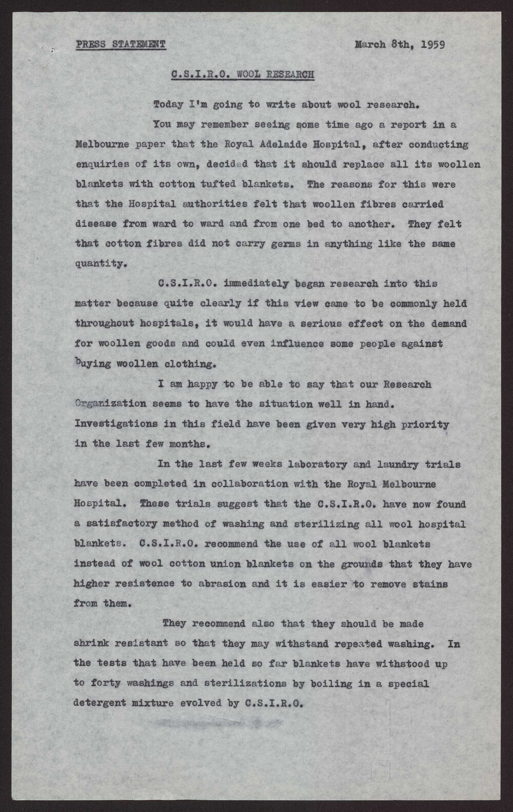 Commonwealth Scientific and Industrial Research Organisation - wool research