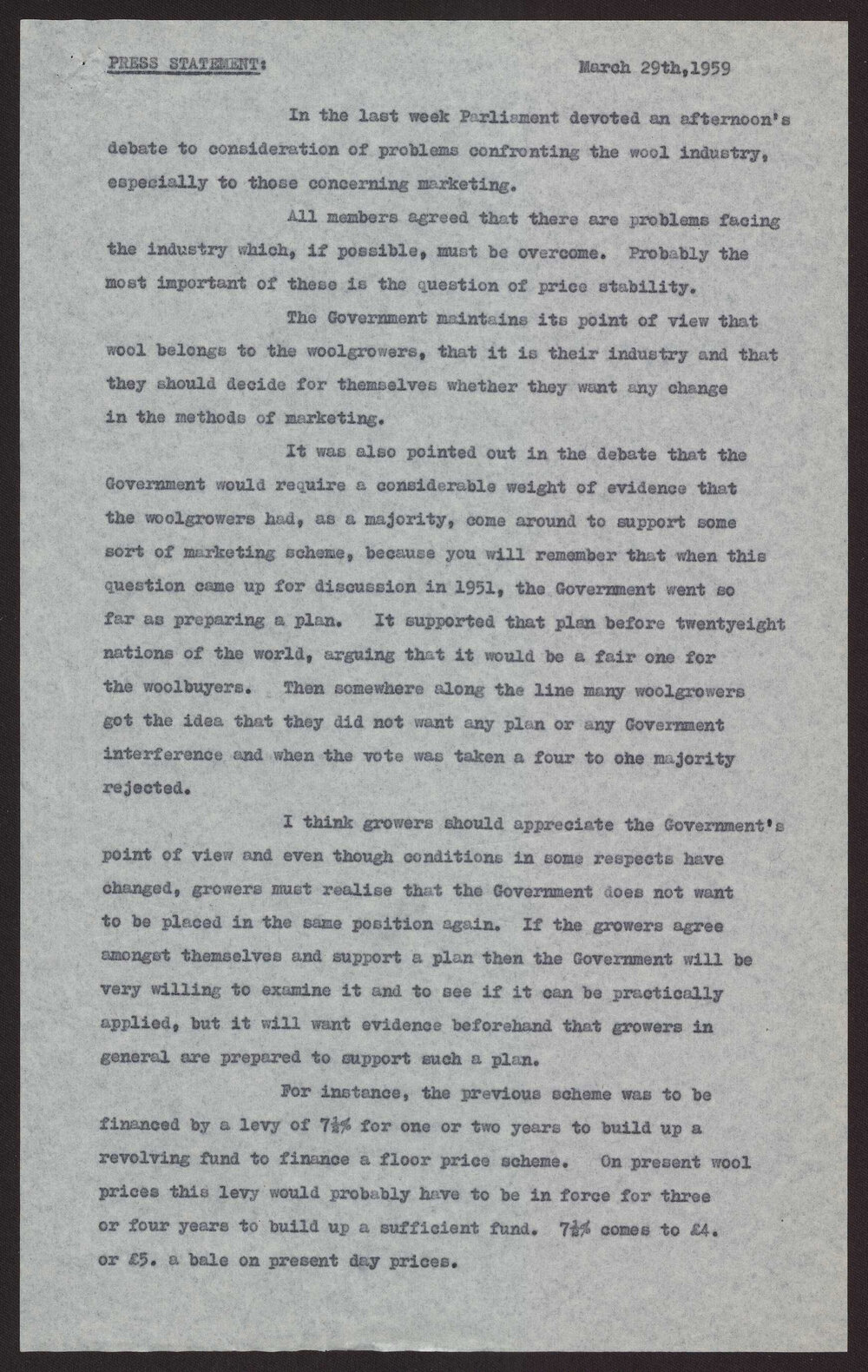 Problems confronting the wool industry