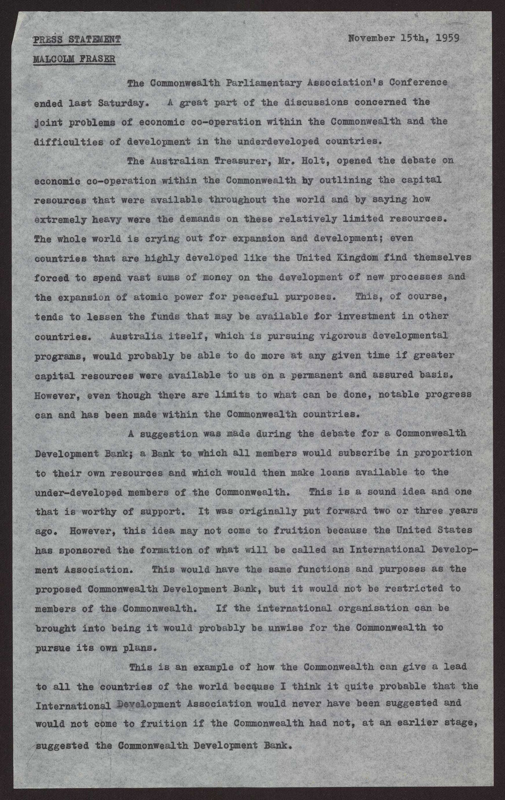 Commonwealth Parliamentary Association Debate