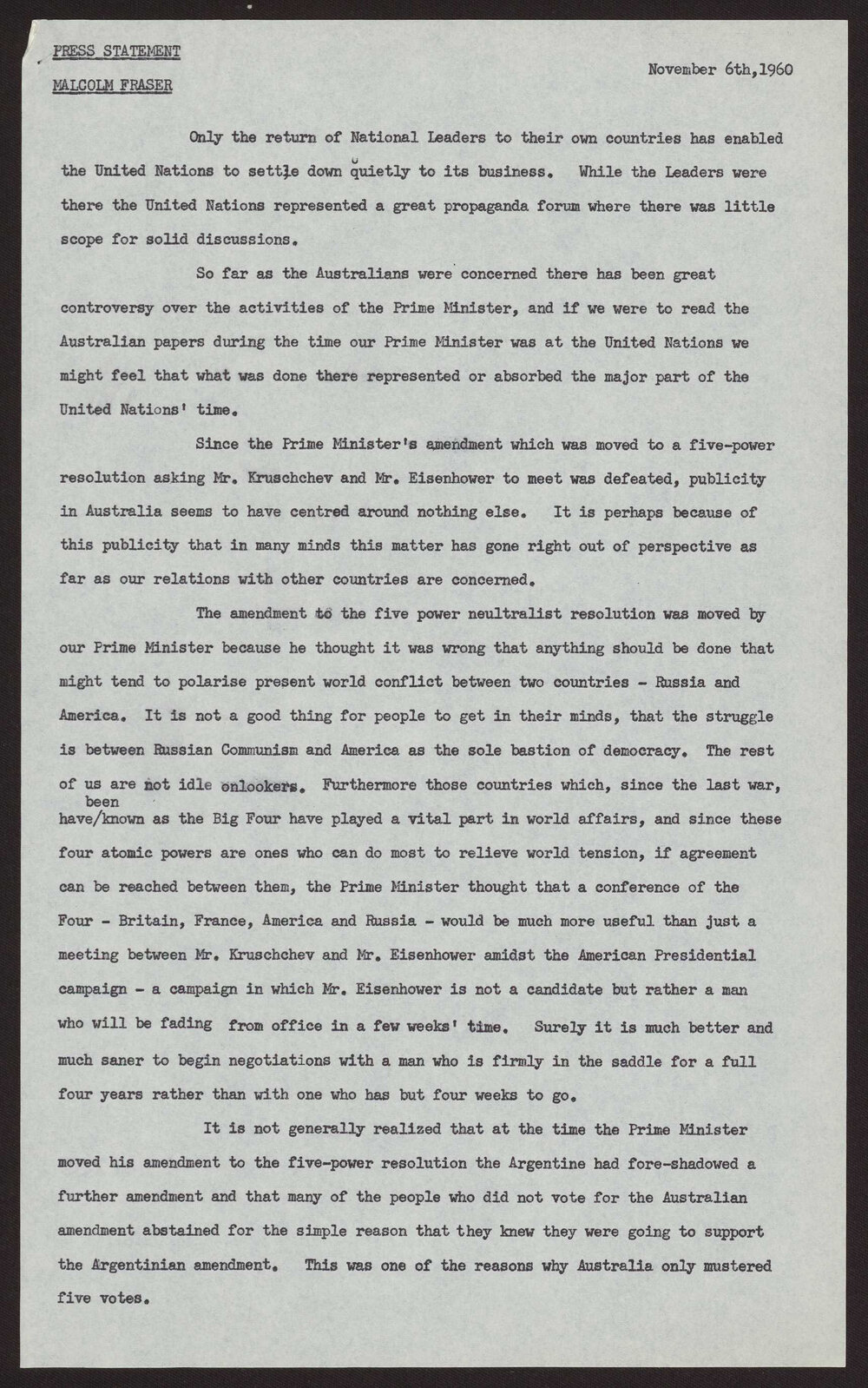 United Nations, five powers resolution