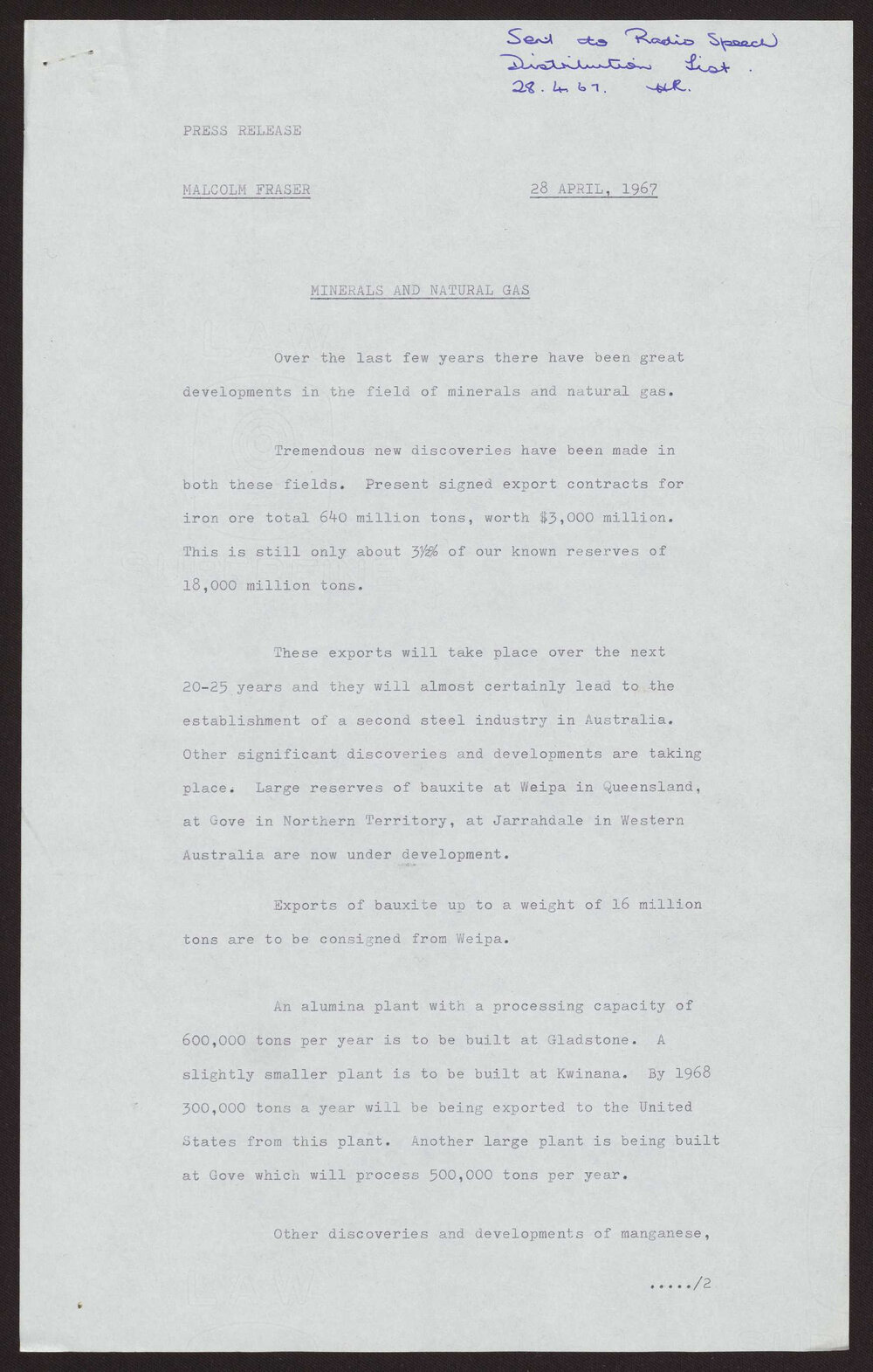 Minerals and natural gas