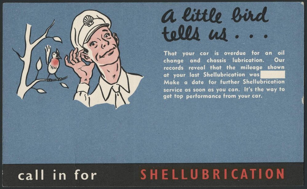 Postcards to advise customers of the need to arrange servicing [9 of many]