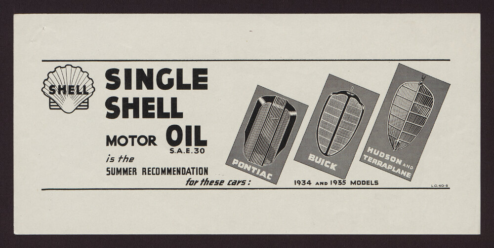 Collection of advertisements for Shell motor oils [12 of many]