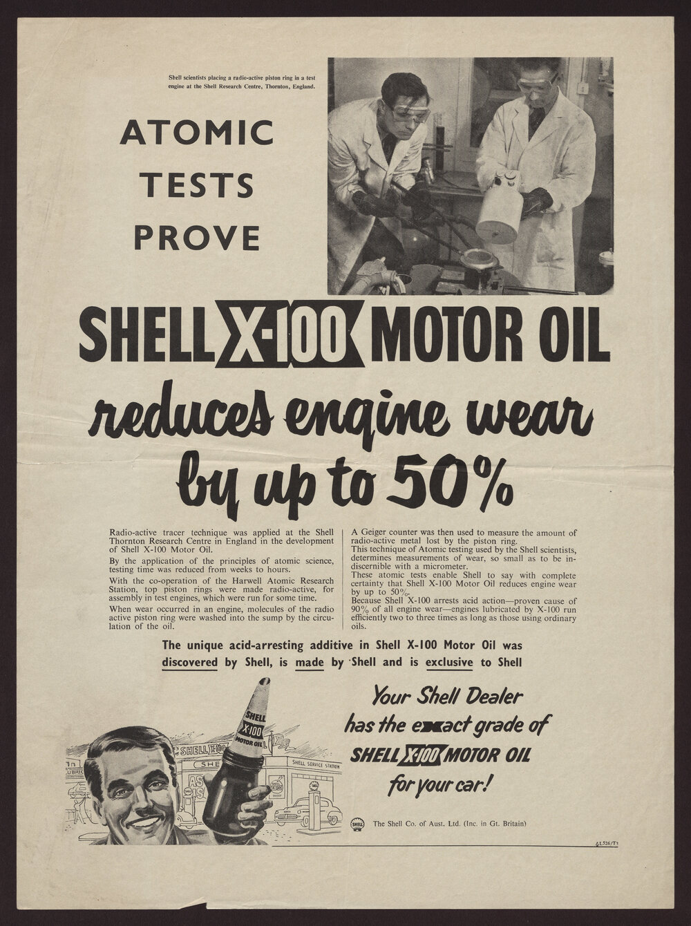 Collection of Shell Advertisements for  Shell X-100 motor oil [16 of many]