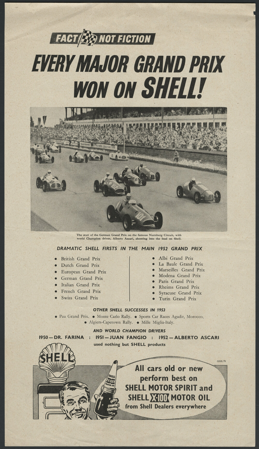 Collection of Shell Advertisements for  Shell X-100 motor oil [27 of many]
