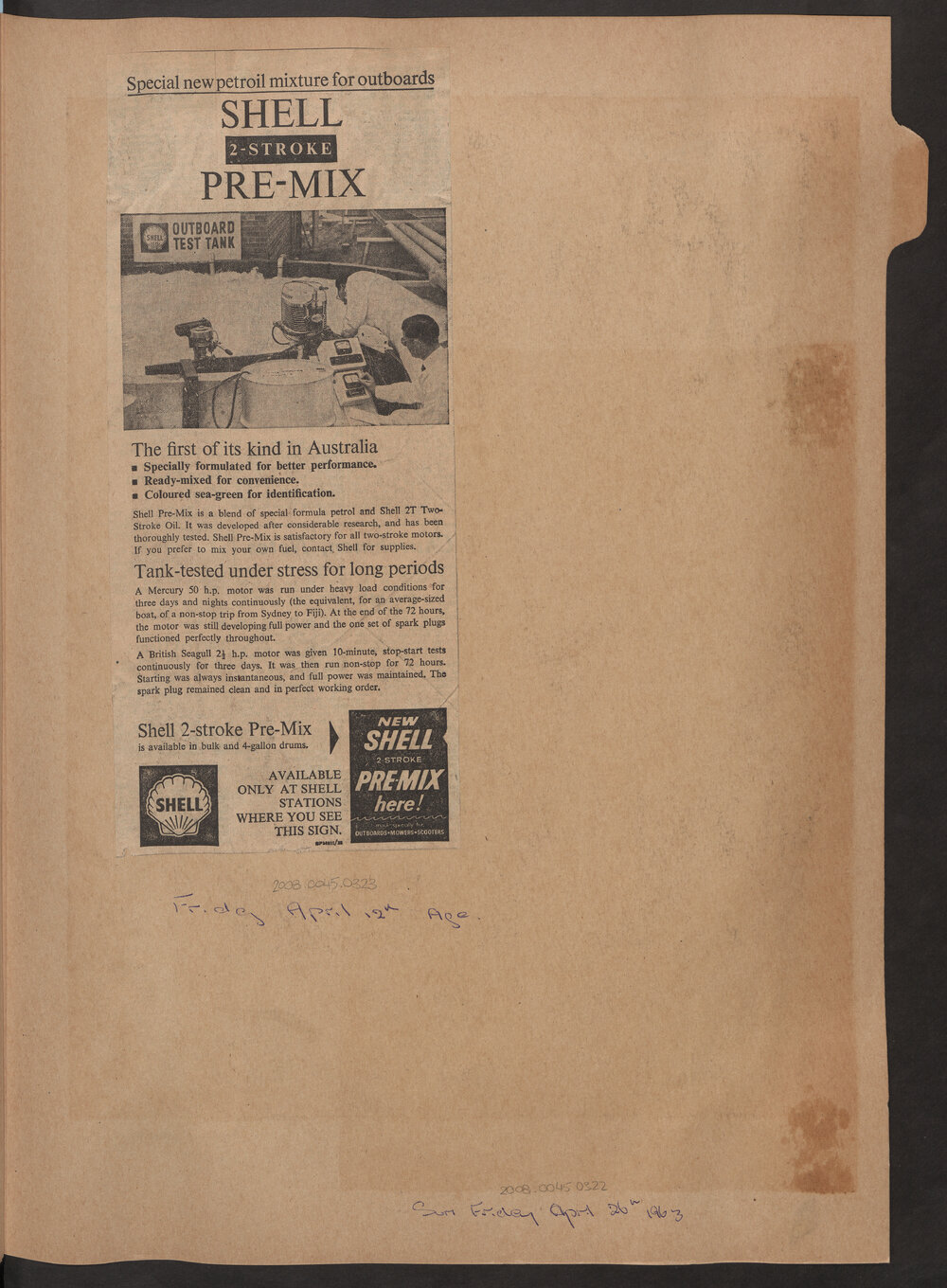 Press cuttings of Shell product advertising [4 of many]