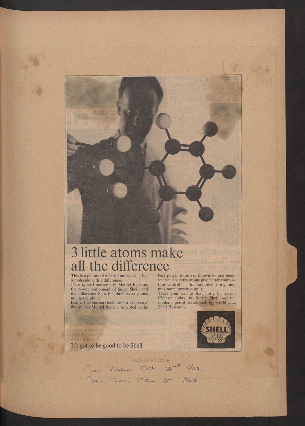 Press cuttings of Shell product advertising [27 of many]