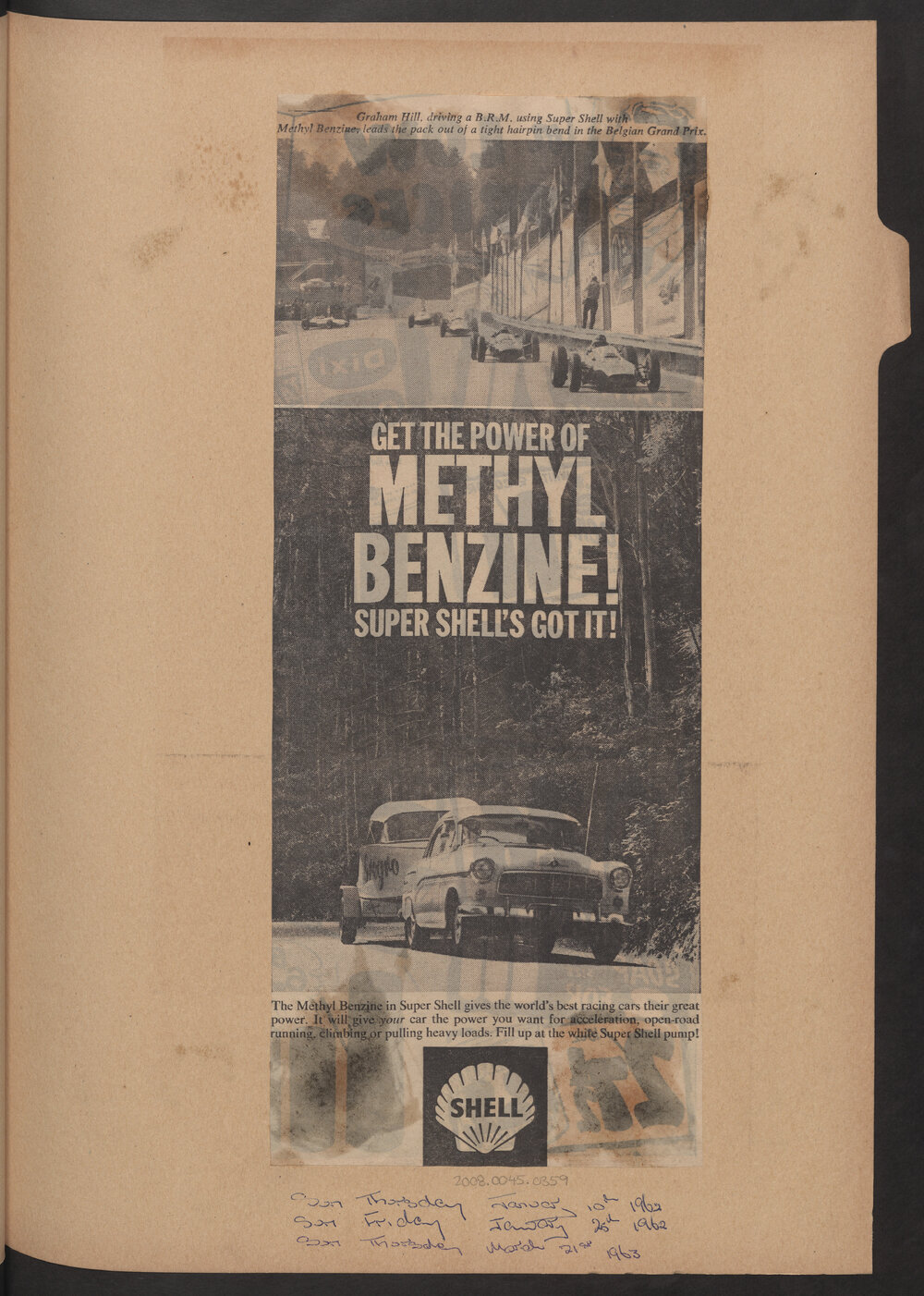 Press cuttings of Shell product advertising [40 of many]