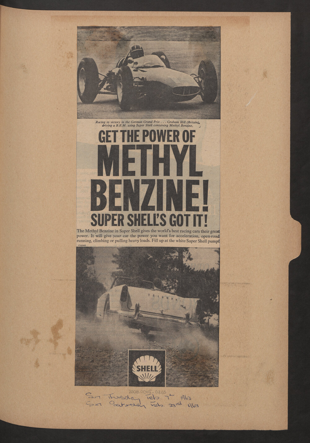 Press cuttings of Shell product advertising [44 of many]