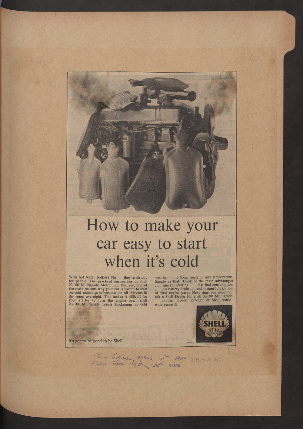 Press cuttings of Shell product advertising [58 of many]