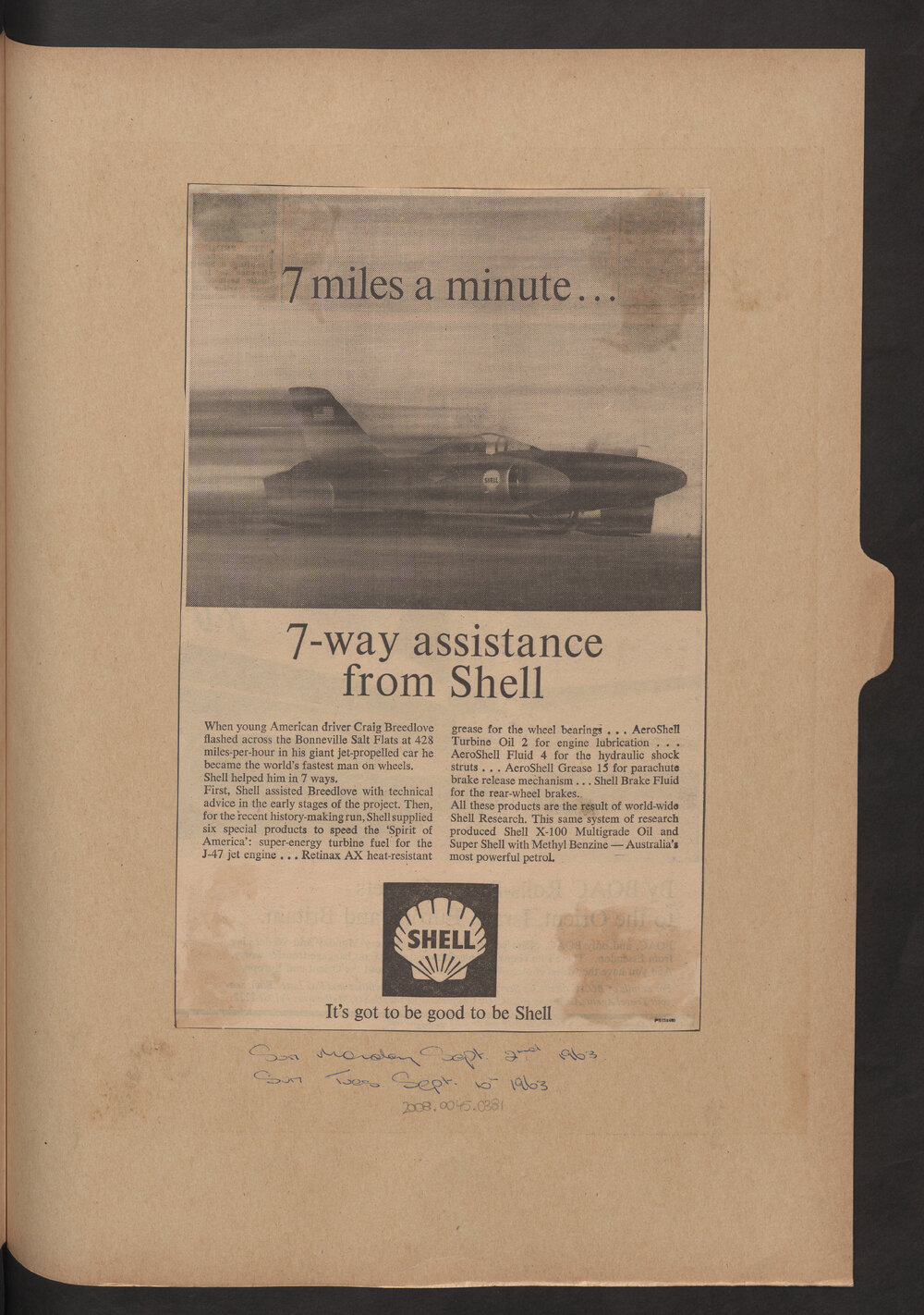 Press cuttings of Shell product advertising [62 of many]