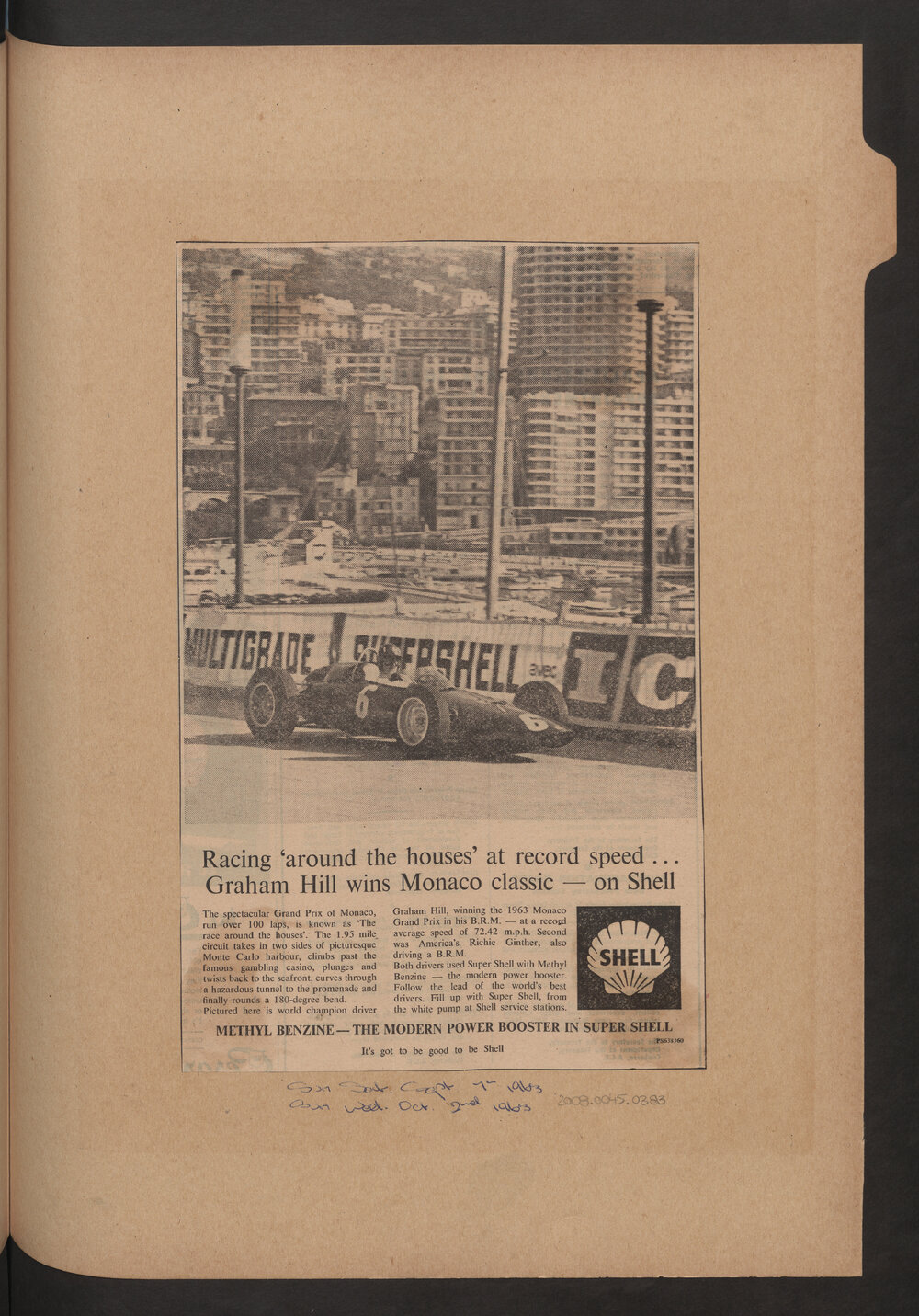 Press cuttings of Shell product advertising [64 of many]